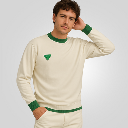 Suéter masculino prémium blanco de punto